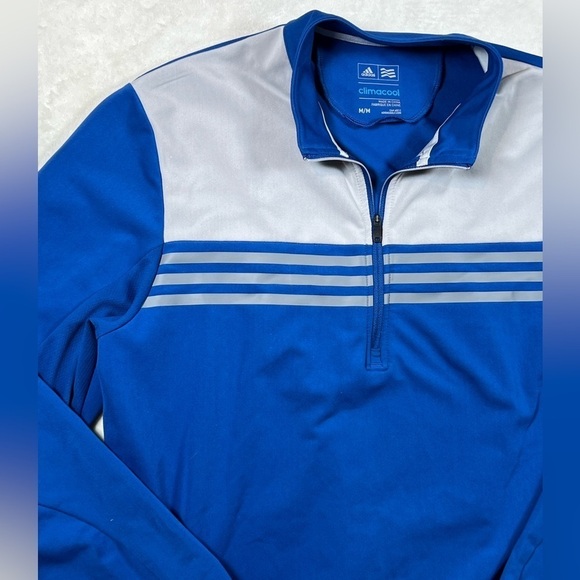 Adidas ClimaCool Medium Pullover Navy Gray Quarter 1/4 Zip Pullover Golf Sweater - Picture 3 of 10